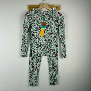 Posh Peanut Strawberry Floral Pajama Set bamboo size 10 green and red soft cozy
